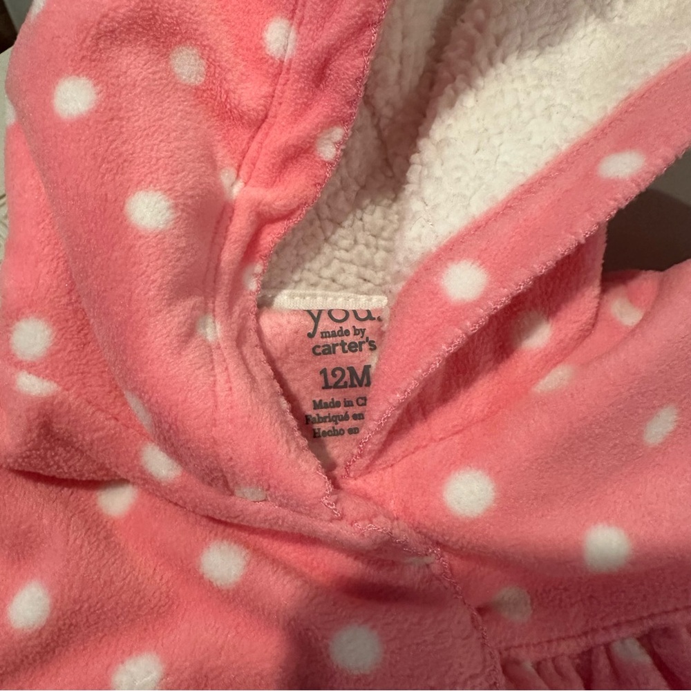 Bundle Carter’s Printed Fleece Sleepers (2) & Pink Hooded Fleece One Piece (1) - Picture 7 of 11